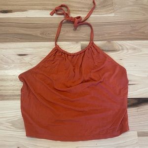 Orange Forever 21 Halter Crop Top Size: Large